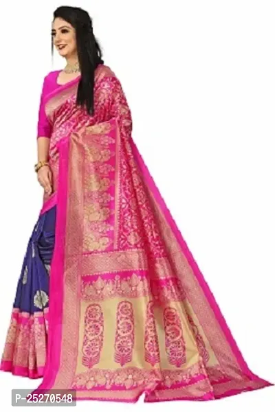 Elegant Pink Art Silk Printed Saree with Blouse piece-thumb0