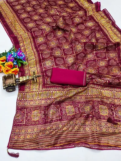 Attractive Net Saree with Blouse piece