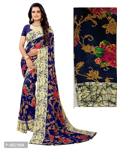 Fancy Georgette Saree with Blouse Piece for Women-thumb0