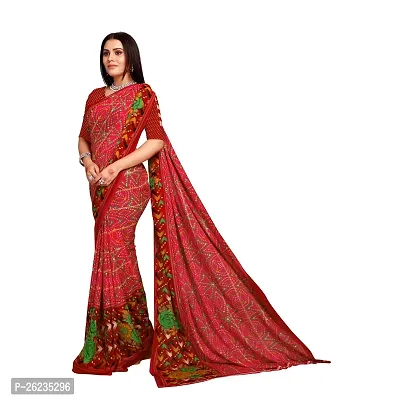 Elegant Red Georgette Saree with Blouse piece For Women