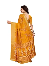 Beautiful Yellow Dola Silk Foil Print Women Saree with Blouse piece-thumb1