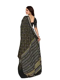 Beautiful Black Dola Silk Foil Print Women Saree with Blouse piece-thumb2