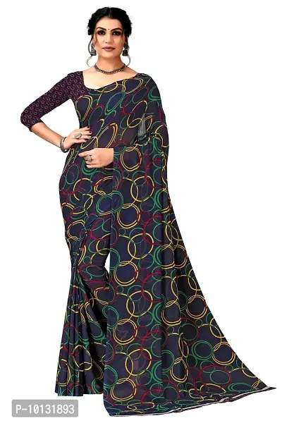 Trendy Georgette Printed Saree With Blouse Piece For Women