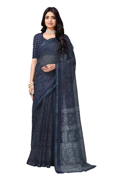 Beautiful Net Saree With Blouse Piece For Women