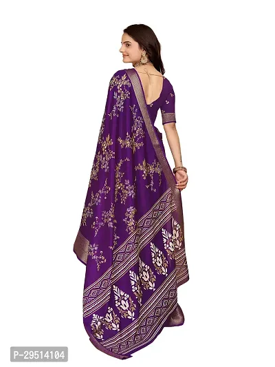 Beautiful Purple Dola Silk Foil Print Women Saree with Blouse piece-thumb2