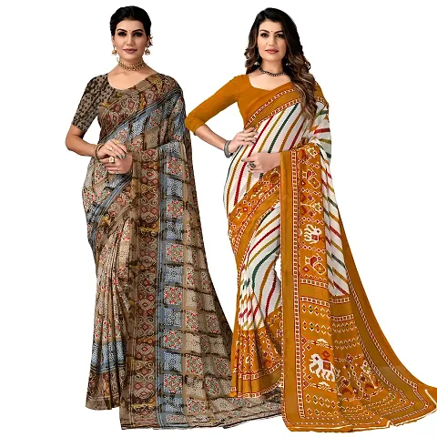 Women Fancy Georgette Saree with Blouse piece (Pack Of 2)