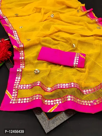 Kanooda Prints Embellished Kota Doria Net Saree