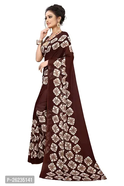 Elegant Brown Georgette Saree with Blouse piece For Women-thumb0