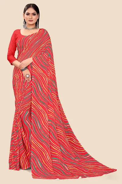 Trendy Georgette Printed Sarees With Blouse Piece