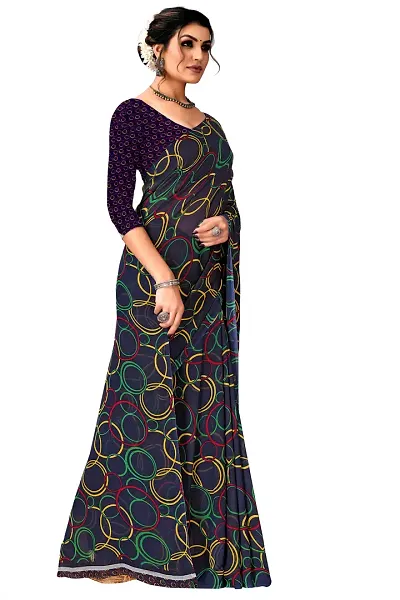 Elegant Georgette Printed Sarees with Blouse piece