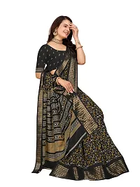 Beautiful Black Dola Silk Foil Print Women Saree with Blouse piece-thumb1