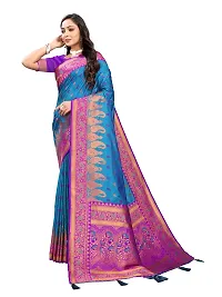 Beautiful Blue Jaqcard  Woven Design Saree With Blouse Piece For Women-thumb2