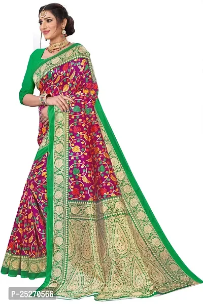 Elegant Green Art Silk Printed Saree with Blouse piece-thumb0