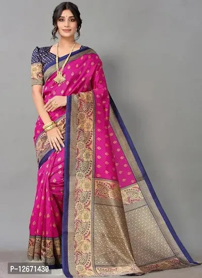 Trendy Rani Pink Mysore Silk Printed Saree With Blouse Piece For Women