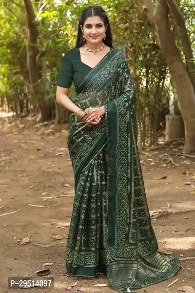 Beautiful Green Kota Doria Woven Design Women Saree with Blouse piece