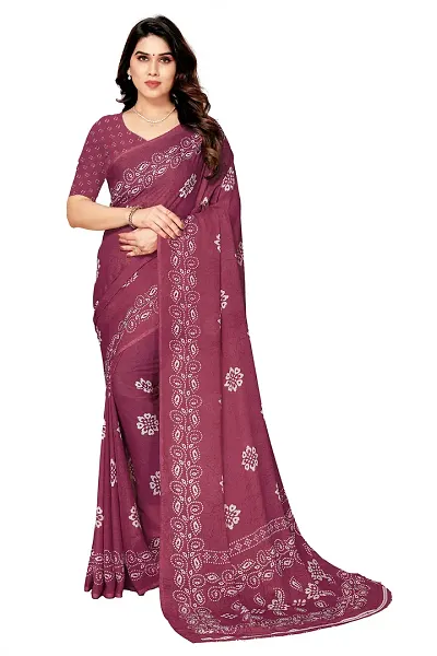 Stylish Women Georgette Printed Sarees with Blouse piece