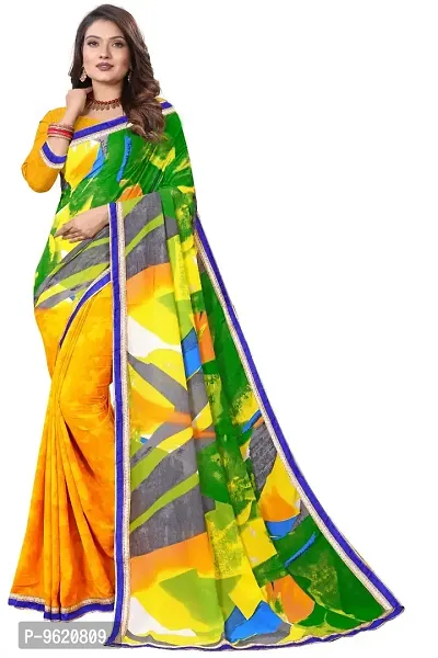 Fancy Georgette Saree with Blouse Piece for Women-thumb0