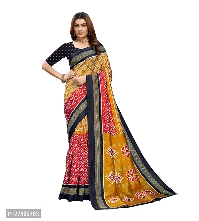 Beautiful Multicoloured Art Silk Printed Saree With Blouse Piece For Women-thumb0