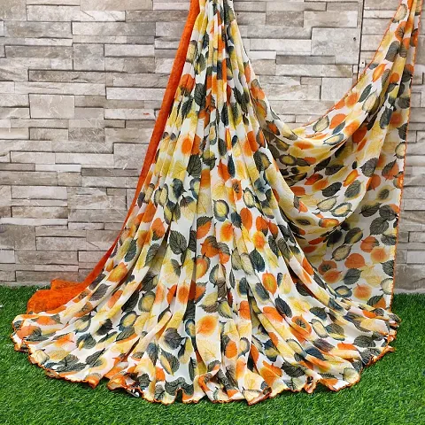 Georgette Printed Sarees with Blouse Piece