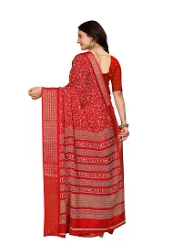 Beautiful Red Dola Silk Foil Print Women Saree with Blouse piece-thumb1