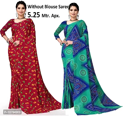 Stylish Fancy Designer Georgette Saree With Blouse Piece For Women Pack Of 2