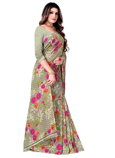 Elegant Georgette Printed Sarees with Blouse piece