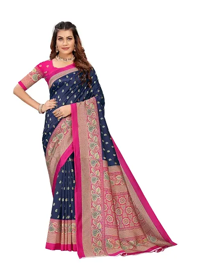 Art Silk Printed Women Sarees with Blouse piece