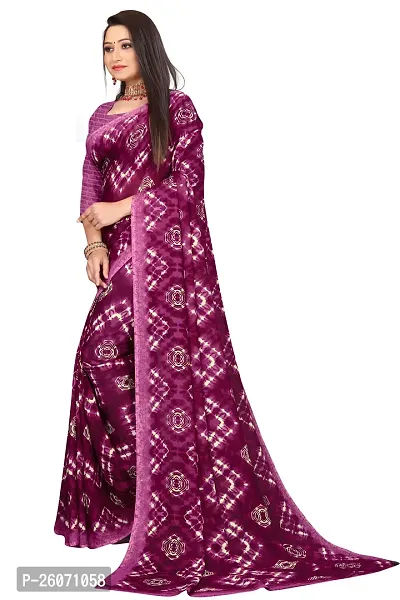 Elegant Purple Georgette Printed Saree with Blouse piece