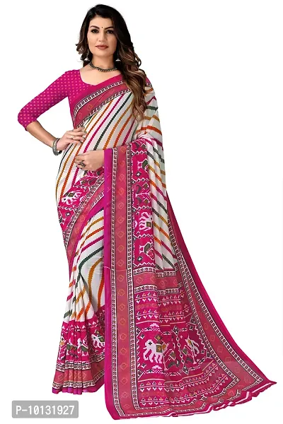 Trendy Georgette Printed Saree With Blouse Piece For Women-thumb0