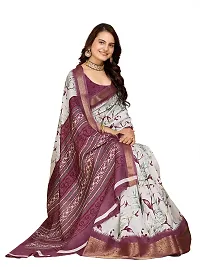 Beautiful Red Dola Silk Foil Print Women Saree with Blouse piece-thumb3