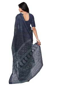 Beautiful Grey Net Printed Saree With Blouse Piece For Women-thumb2