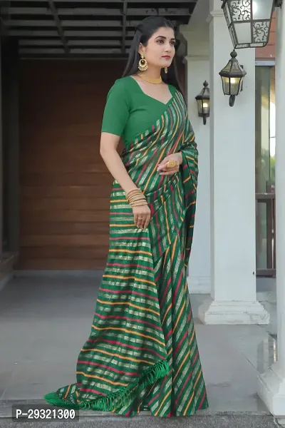 Stylish Green Kota Doria Saree With Blouse Piece For Women-thumb4