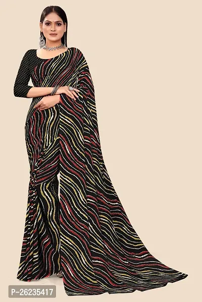 Elegant Black Georgette Saree with Blouse piece For Women-thumb0