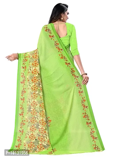 Stylish Georgette Green Printed Saree with Blouse piece For Women-thumb2