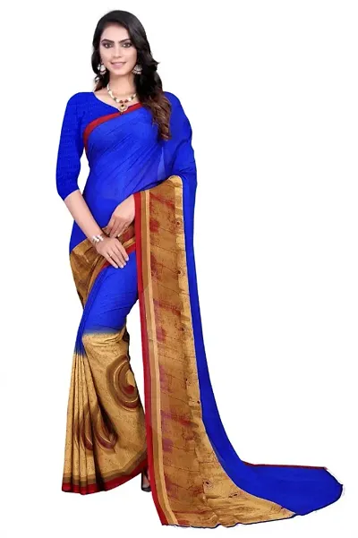Trending Printed Georgette Sarees With Blouse Piece