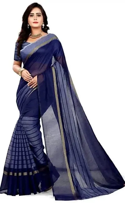 Chanderi Striped Saree with Blouse Piece