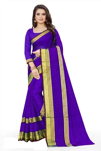 Checked Net Sarees with Blouse piece