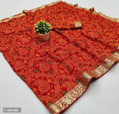 Red Georgette Printed Sarees For Women-thumb1
