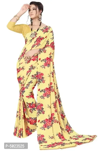 Beautiful Georgette Printed Saree with Blouse piece-thumb0