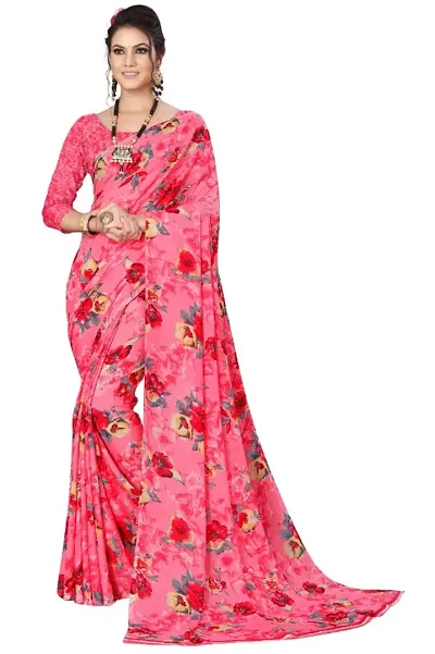 Stylish Georgette Saree with Blouse piece For Women