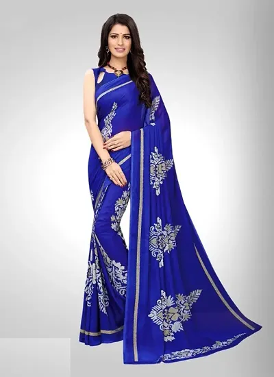 New Stylish Printed Georgette Sarees With Blouse Piece