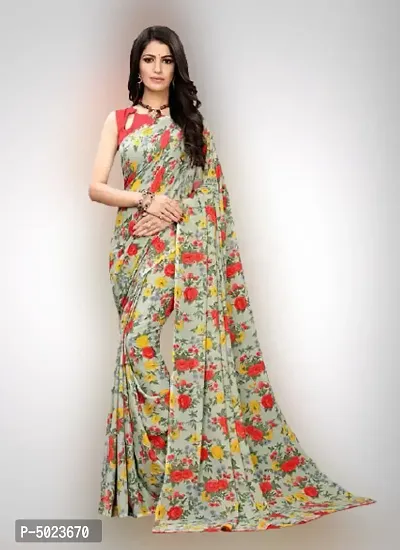 New Trendy Georgette Printed Saree with Blouse piece