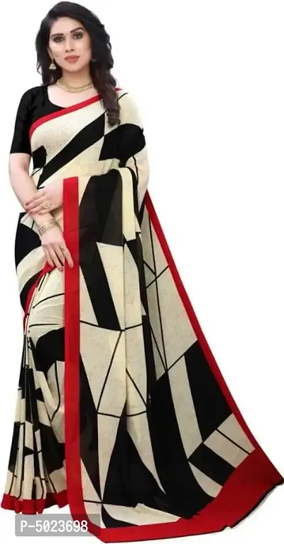 White Georgette Printed Sarees For Women