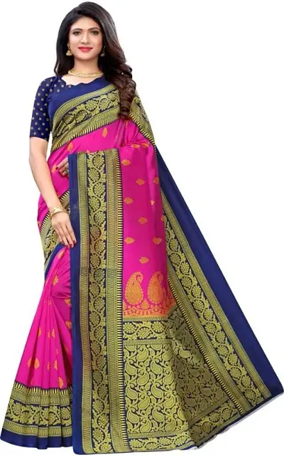 Fancy Silk Blend Saree with Blouse Piece for Women