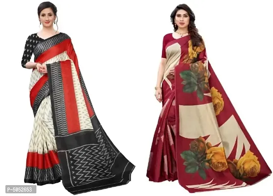 Latest Attractive Art Silk Saree with Blouse piece || Combo of 2 Sarees ||