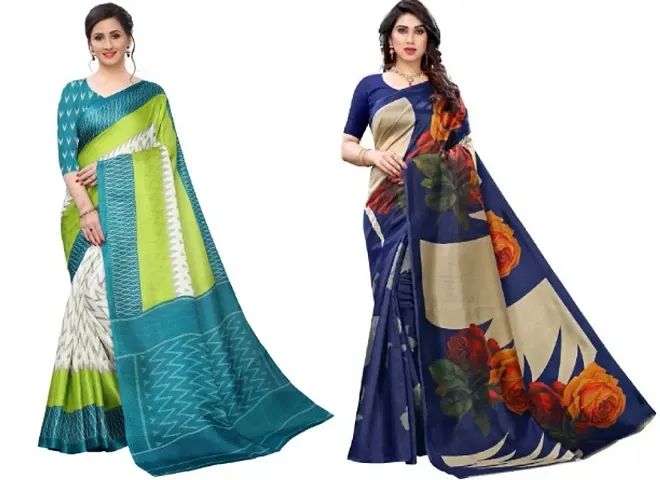 Pack of 2 Latest Attractive Art Silk Sarees with Blouse Piece