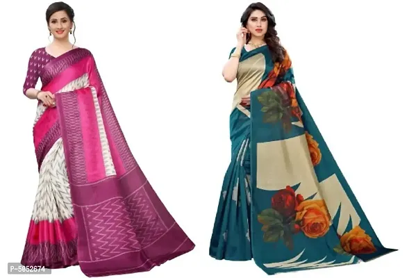 Attractive Art Silk Saree with Blouse piece || Combo of 2 Sarees ||