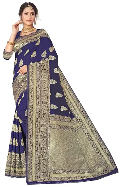 Banarasi Silk Woven Printed Sarees With Blouse Piece