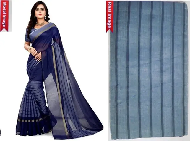 Trendy Chanderi Cotton Woven Design Sarees with Blouse Piece