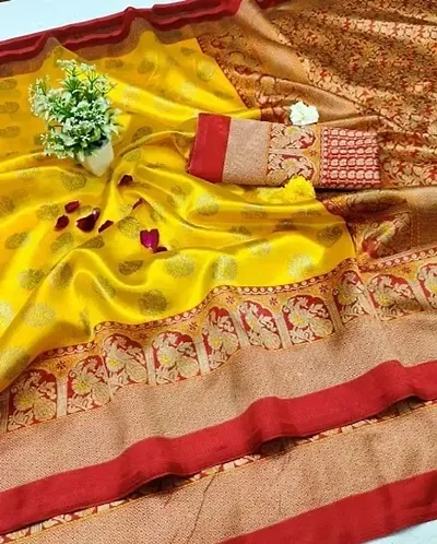 Soft Litchi Silk Printed Sarees with Blouse Piece